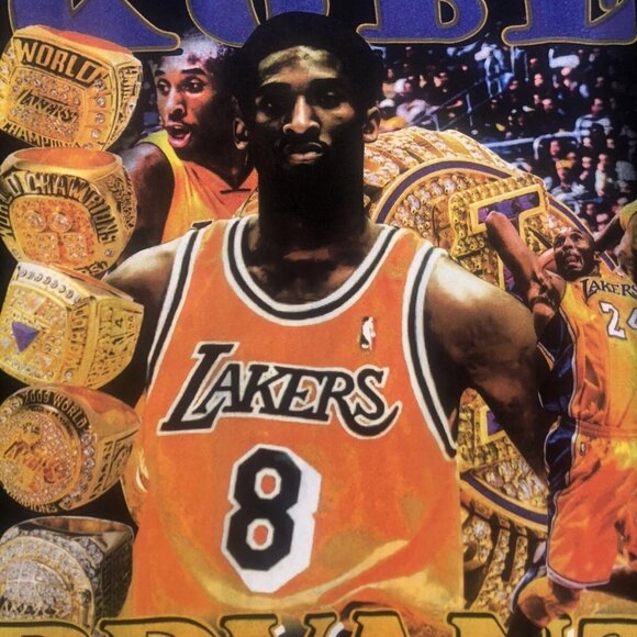 Kobe Bryant FIVE Championship Rings T-Shirt Sz 4XL Gildon Ultra Cotton - Picture 3 of 8